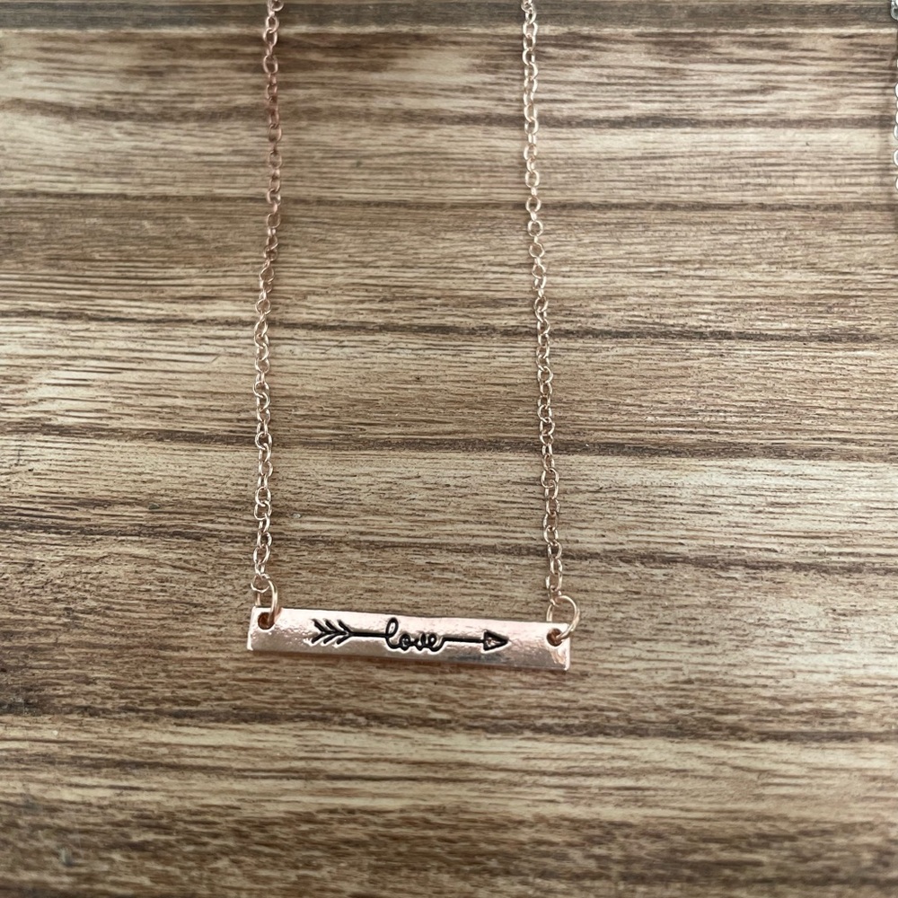 Boho Arrow Love Bar Pendant Necklace